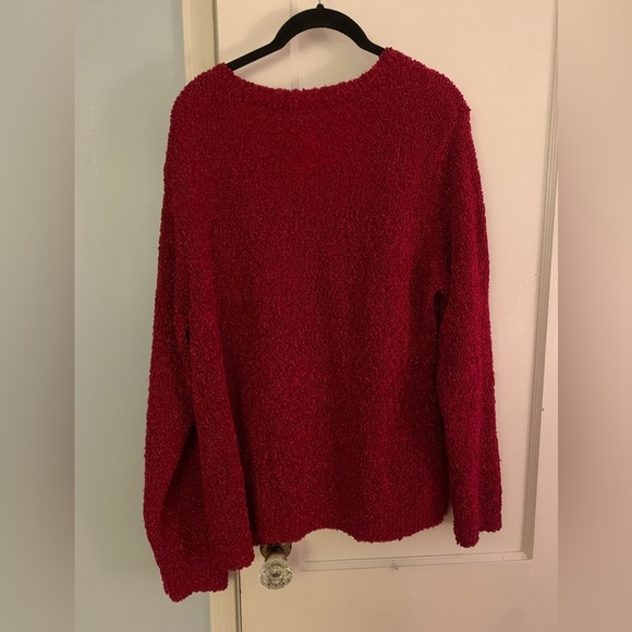 Chico’s Red Boucle V-Neck Sweater - Picture 3 of 10